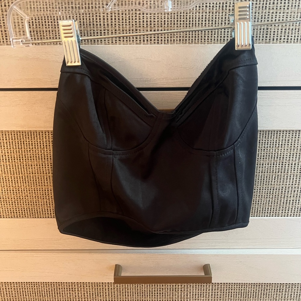 Black Satin Corset Top